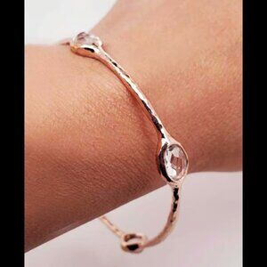 IPPOLITA 18K ROSE Gold Sterling Silver Quartz Rock Candy Bangle Bracelet 7.5"
